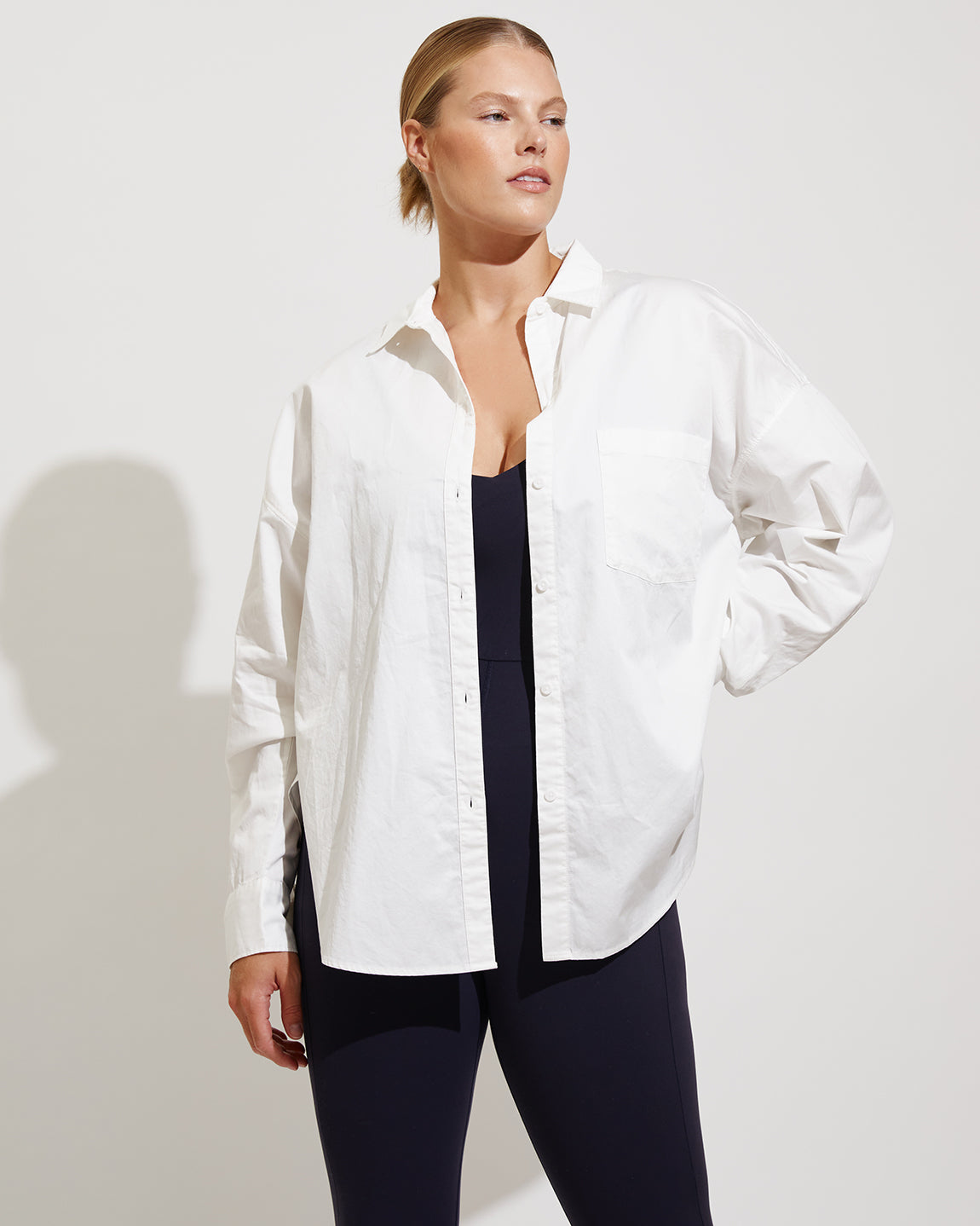 Port Button Down - Coconut (Size L) + Plunge Playsuit - Sprint (Size L)