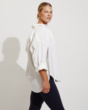 Port Button Down - Coconut (Size L) + Plunge Playsuit - Sprint (Size L)