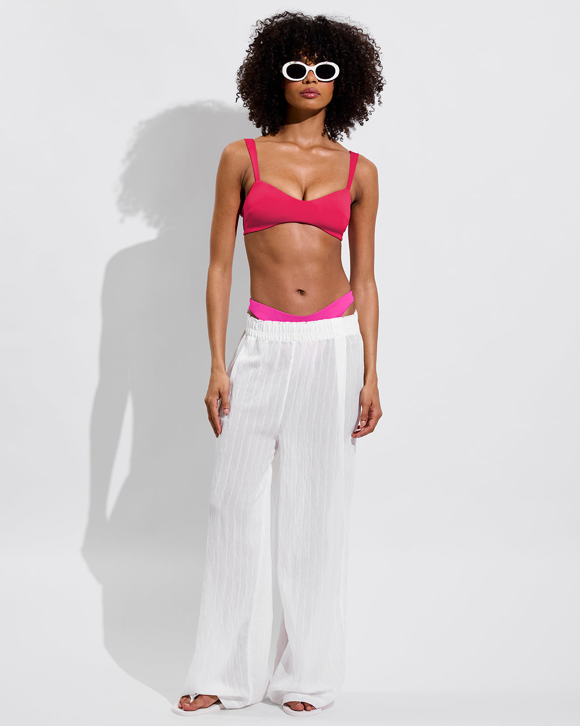 La Plage Top - La La Land + Dip Bottom - Hot + Day Trip Pant - Sheer Stripe: Coconut (Size S)