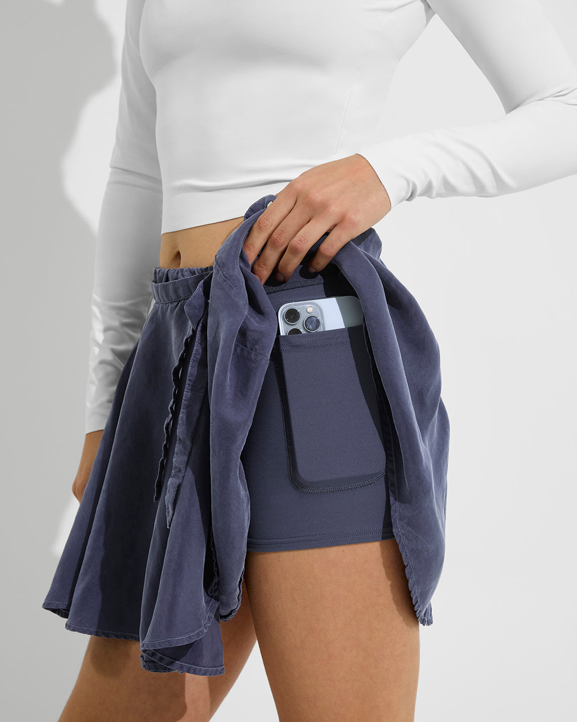 Super Moves LS Tee - Coconut + Birdie Skirt - Varsity (Size S)