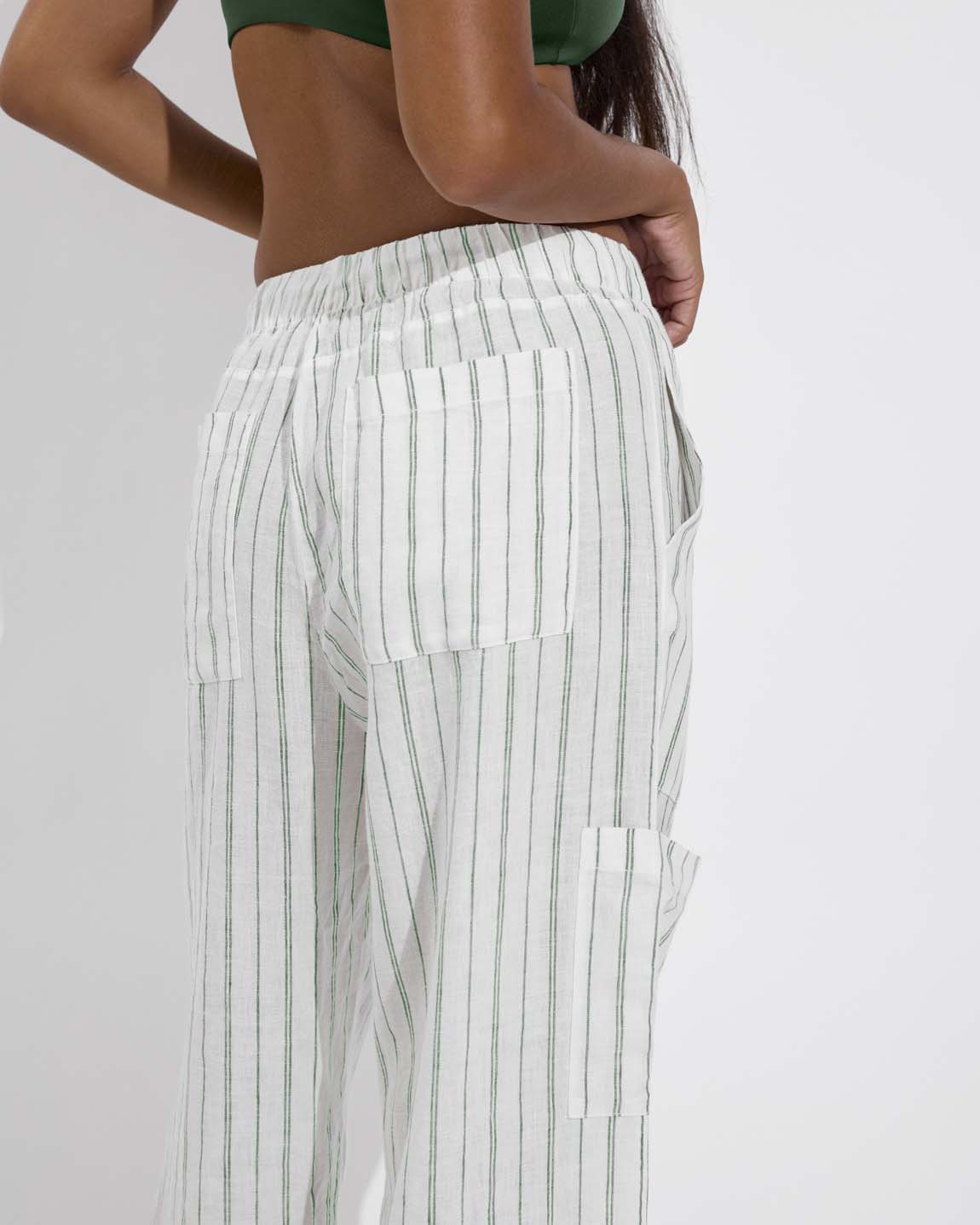 Sunday D+ Top - Tropics (32DD, Size S) + Carry On Pant - Sandbar Stripe: Coconut / Tropics (Size S)