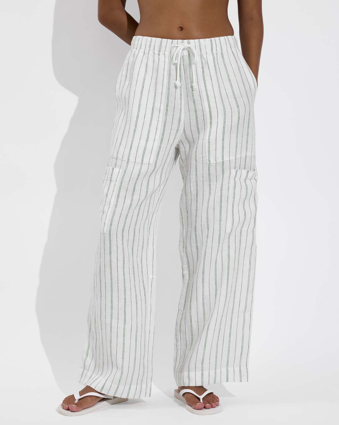 Carry On Pant - Sandbar Stripe: Coconut / Tropics (Size S)
