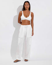 Plunge Top D+ (32DD, Size S) + Carry On Pant - Coconut (Size S)