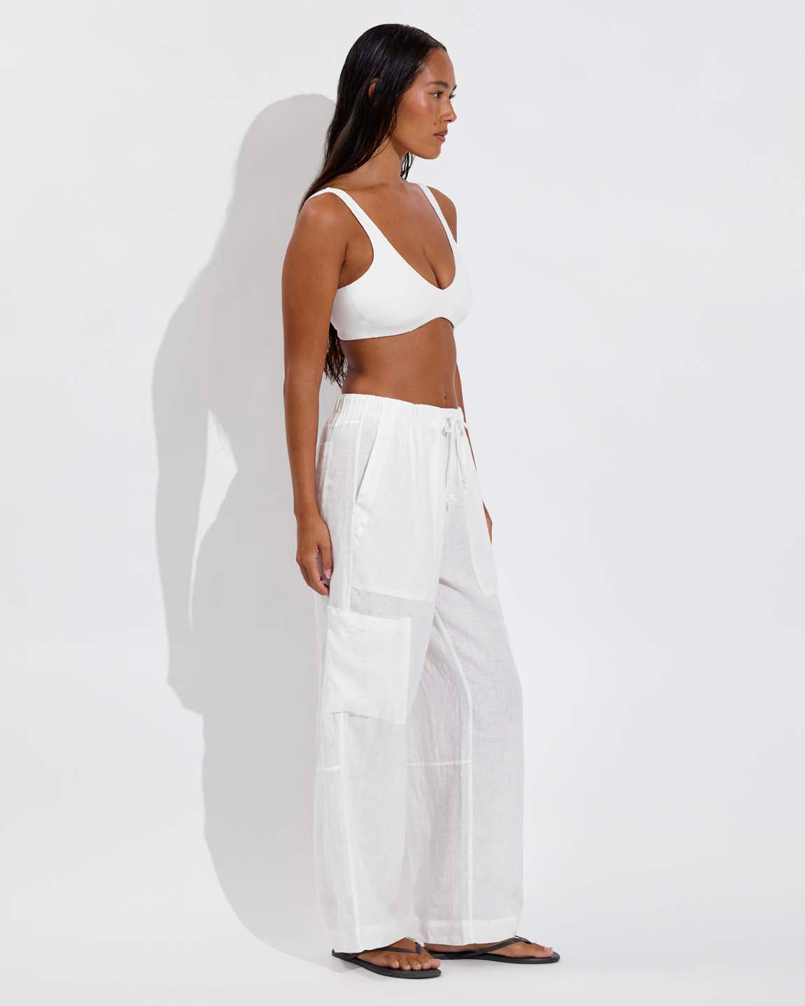 Plunge Top D+ (32DD, Size S) + Carry On Pant - Coconut (Size S)