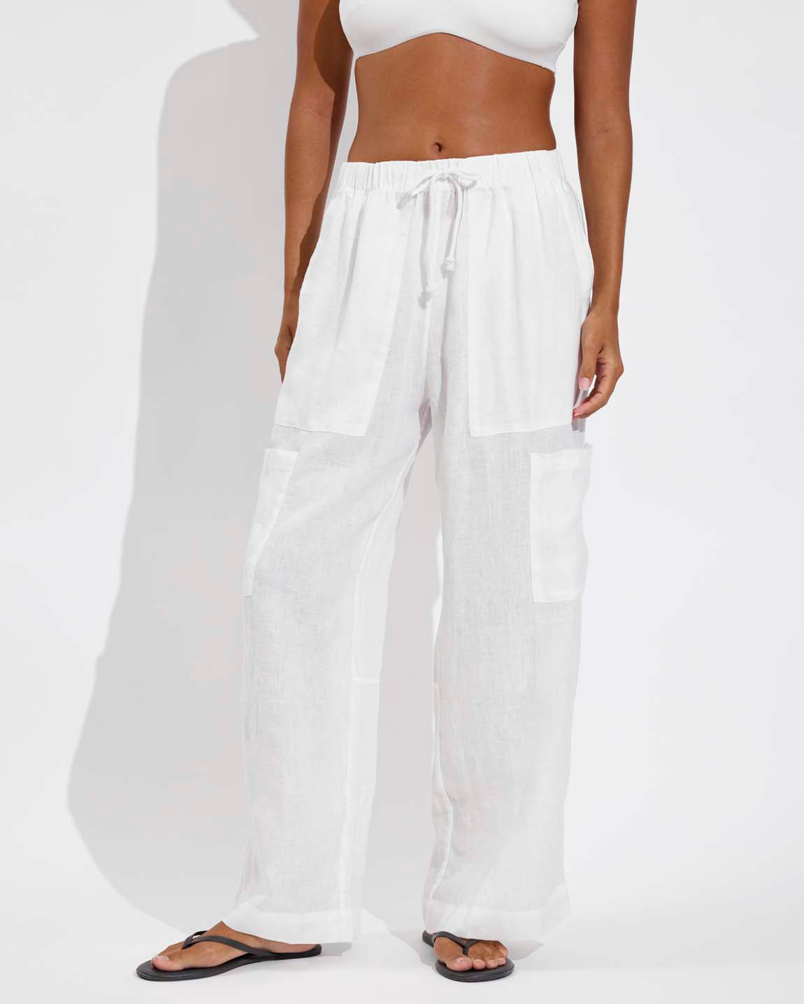 Plunge Top D+ (32DD, Size S) + Carry On Pant - Coconut (Size S)