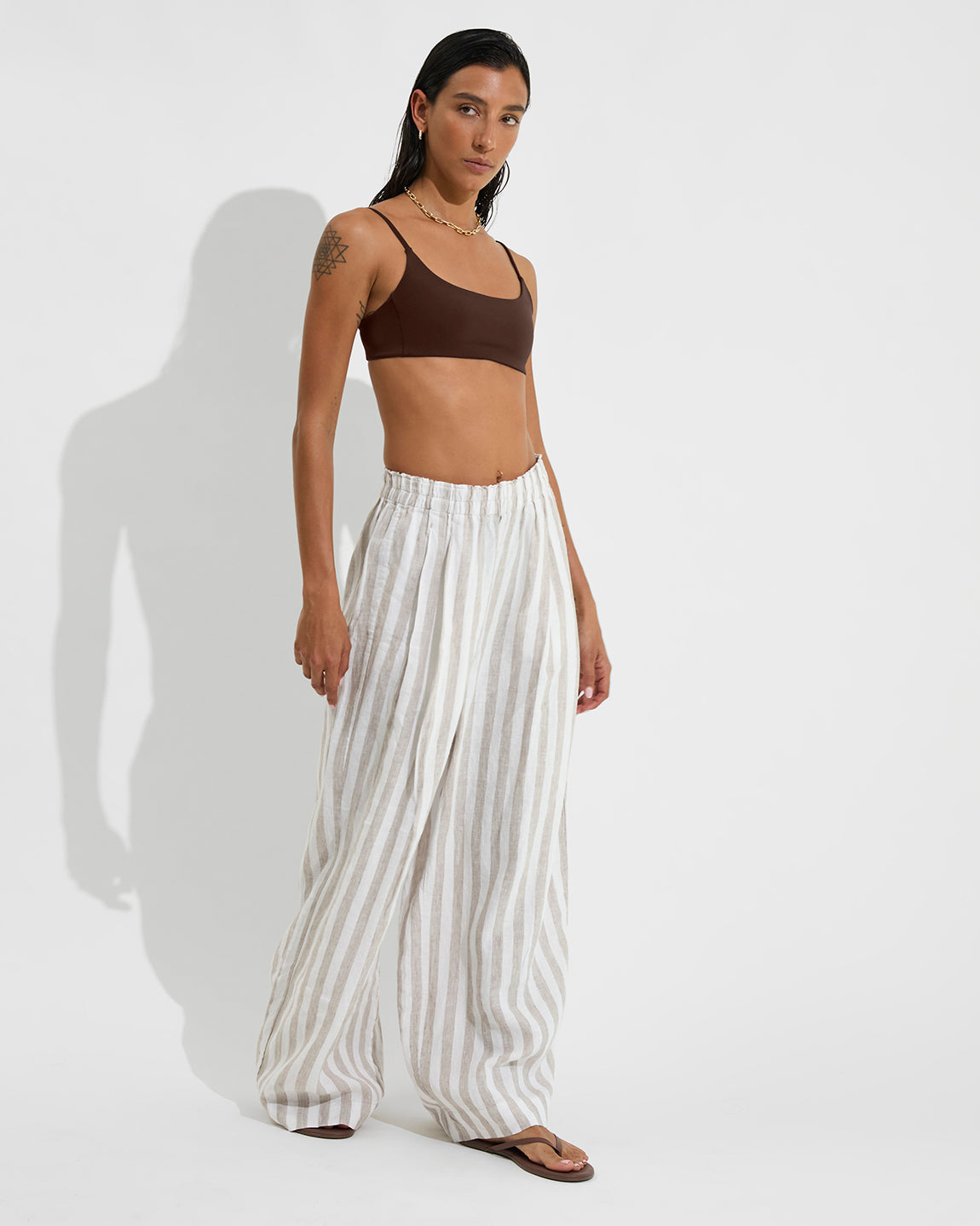 Pool Days Top - Cold Brew + Coastal Pant - Beach/Coconut (Size S)