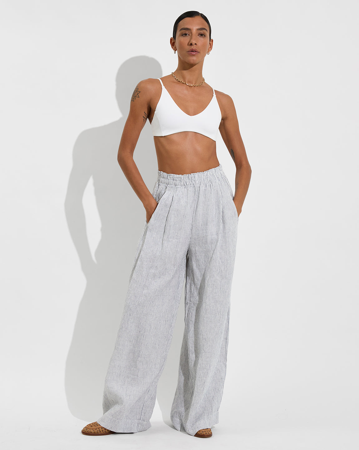 Sunday Top - Coconut + Coastal Pant - Varsity/Coconut (Size S)