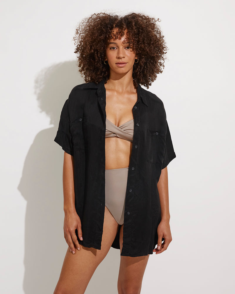 Day Trip Button Down - Jet + Wave Top + Hi Hi Bottom - Beach (Size S) [Photo 1]