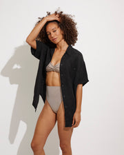 Day Trip Button Down - Jet + Wave Top + Hi Hi Bottom - Beach (Size S)