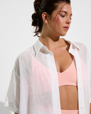 Day Trip Button Down *Sheer Stripe - Coconut (Size S/M)