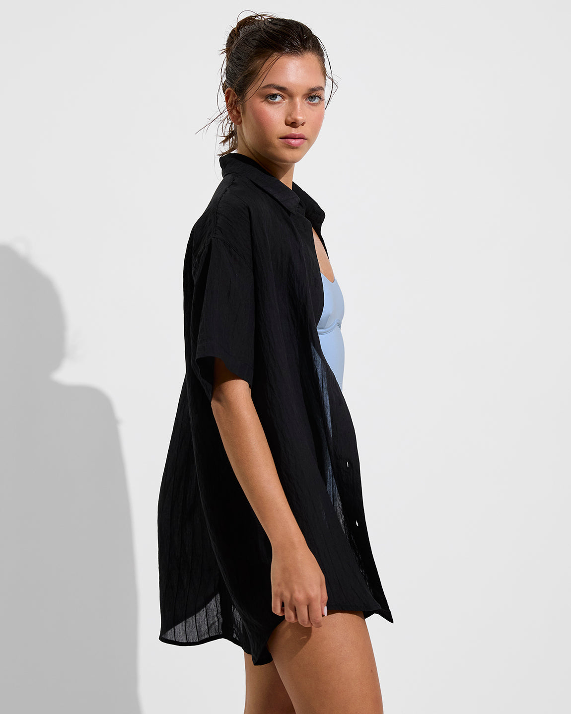 Day Trip Button Down *Sheer Stripe - Jet (Size S/M) + Club Suit - Blue Skies (Size S)