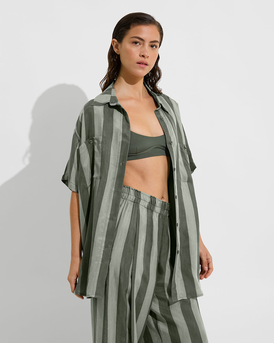 Club Top - Agave + Day Trip Button Down + Day Trip Pant - Agave/Light Agave (Size S)