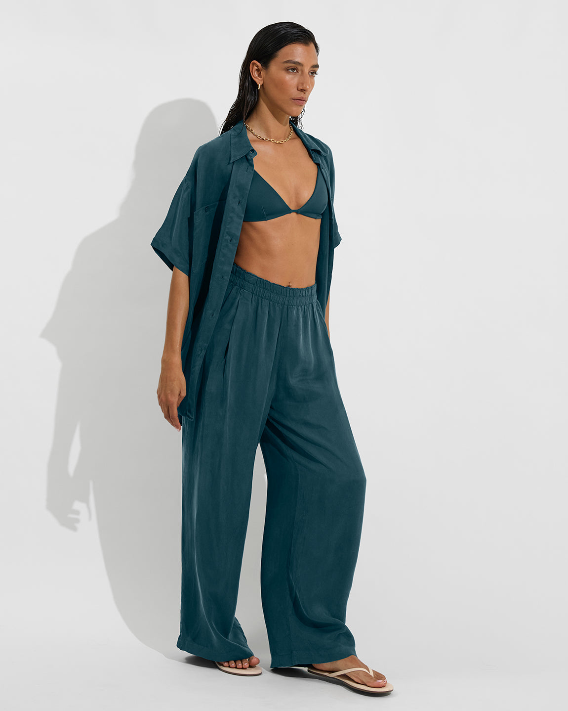 Sandy Top + Day Trip Button Down + Day Trip Pant - Deep End (Size S)