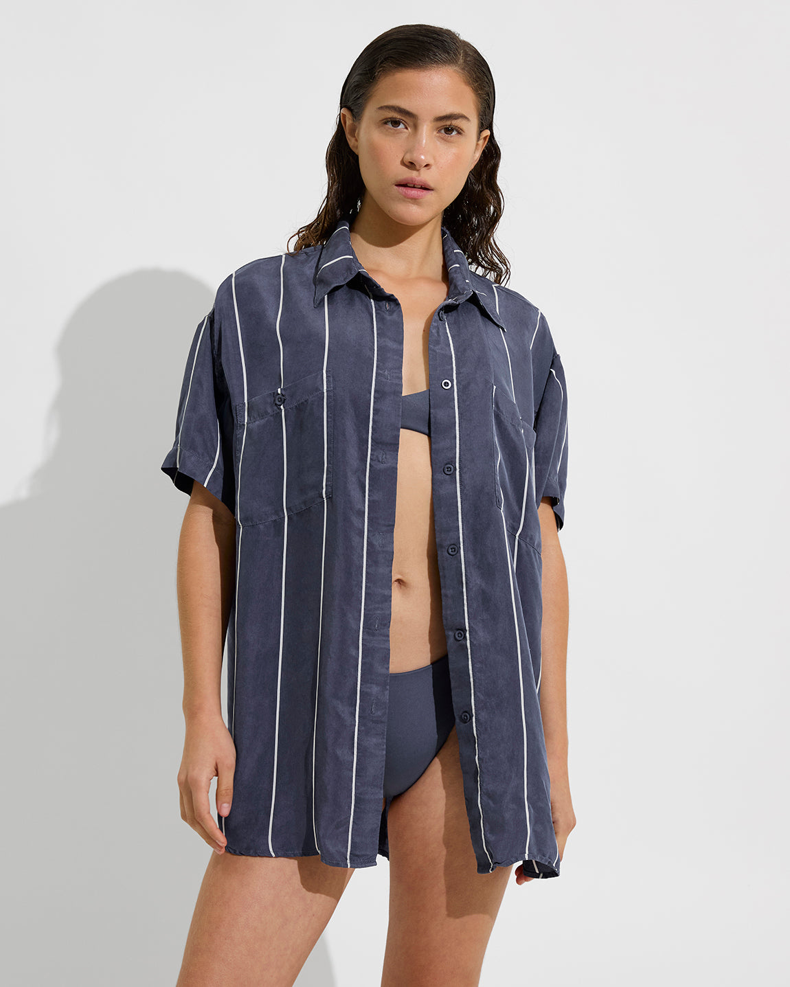 Day Trip Button Down - Varsity/Coconut (Size S/M) + Plunge Top + Wear To Bottom - Varsity (Size S)
