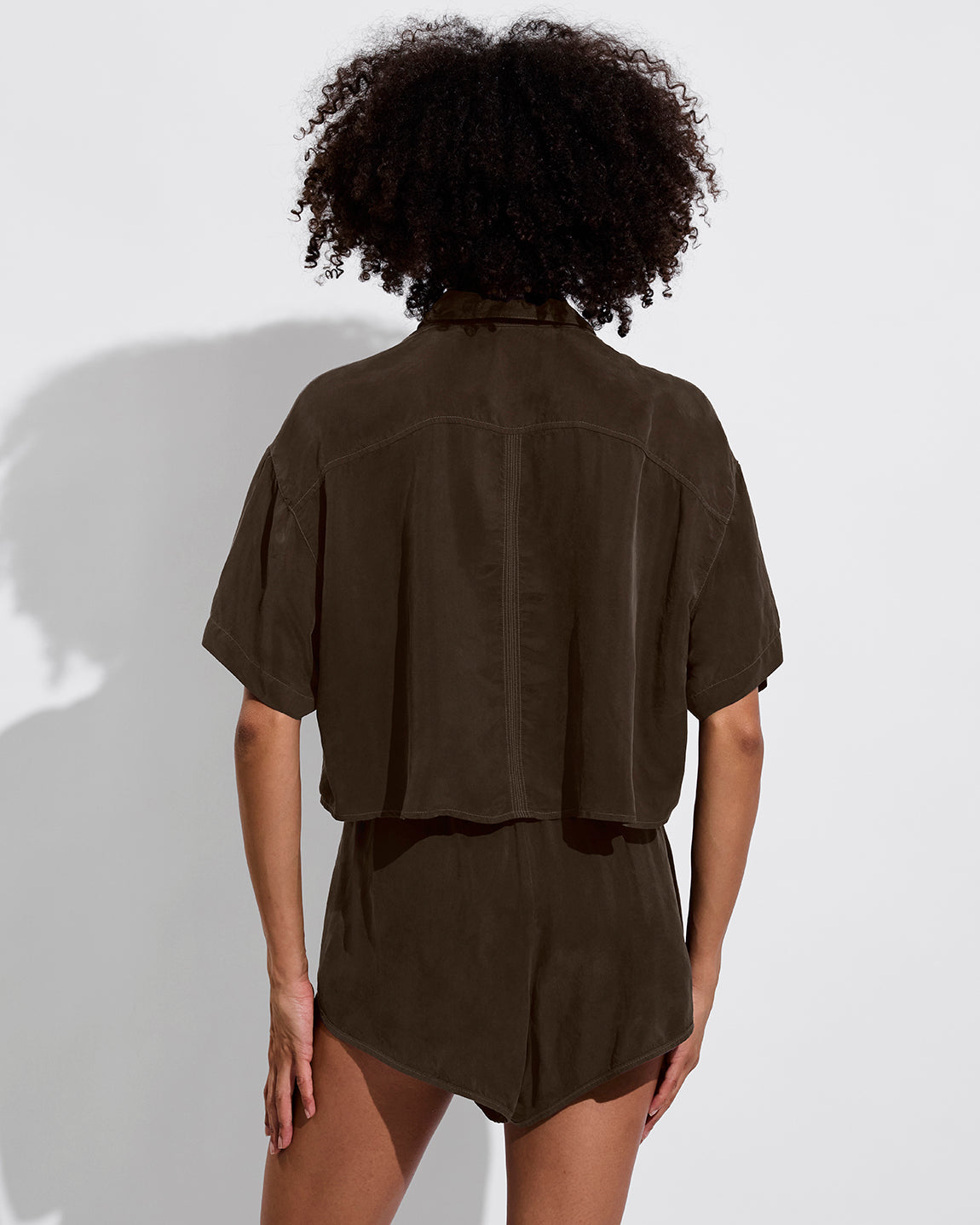 Day Trip Button Down *Cropped (Size S/M) + Day Trip Short - Cold Brew (Size S)