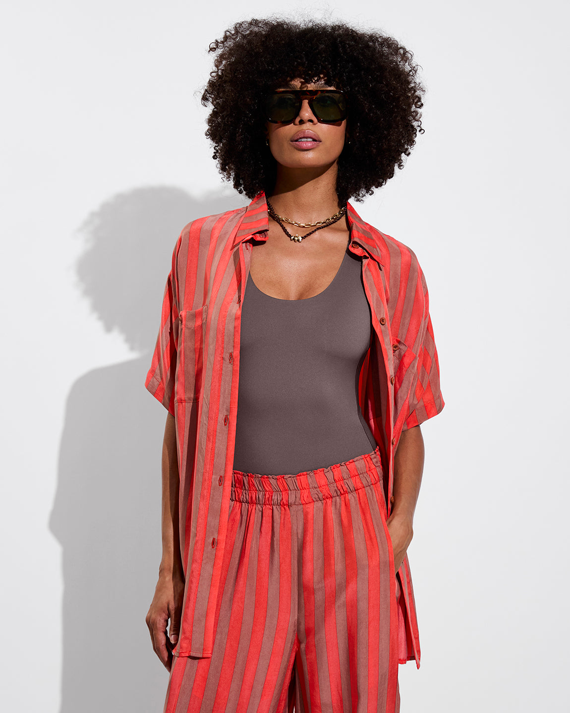 Day Trip Pant + Day Trip Button Down - Mirage / Aperol (Size S) + Fast Track Suit - Stormy (Size S)