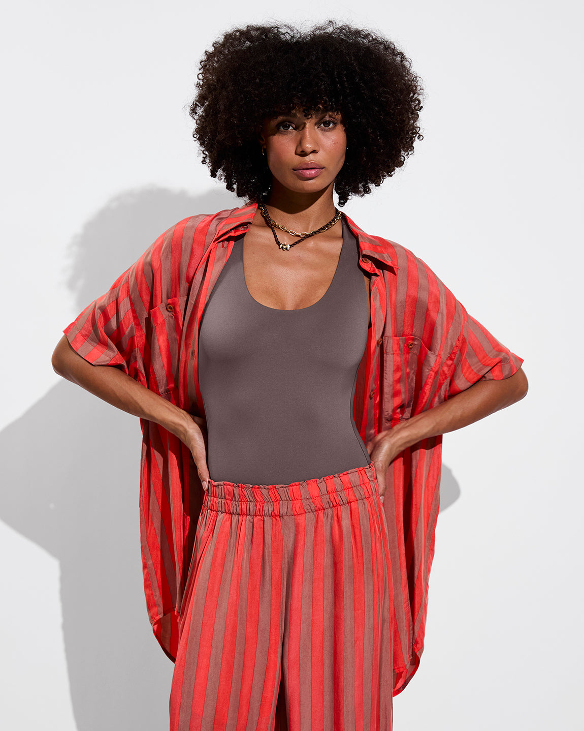 Day Trip Pant + Day Trip Button Down - Mirage / Aperol (Size S) + Fast Track Suit - Stormy (Size S)