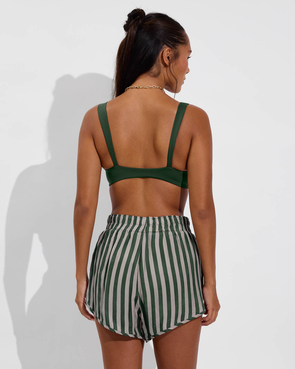 La Plage Top - Palm + Day Trip Short - Riviera Stripe: Palm / Beach (Size S)