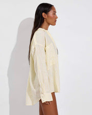 Getaway Button Down - Bungalow Stripe: Melt / Coconut (Size S/M)
