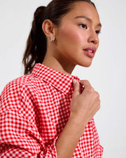 Getaway Button Down - Gingham: Sweet Chili Heat / Coconut (Size S/M) 