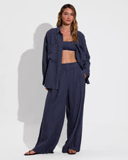 Getaway Button Down + Getaway Pant - Lagoon Stripe: Varsity/Coconut (Size S)