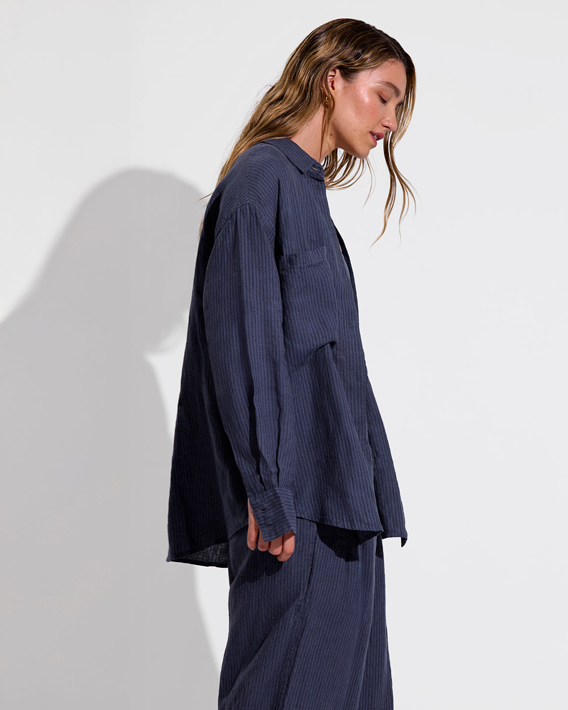 Getaway Button Down + Getaway Pant - Lagoon Stripe: Varsity/Coconut (Size S)