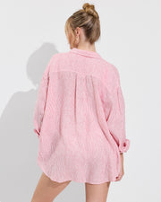 Getaway Button Down - Coastal Stripe: Sweet Chili Heat / Coconut (Size S/M)