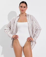Retreat Suit - Coconut (Size S) + Getaway Button Down - Beach / Coconut (Size S/M)