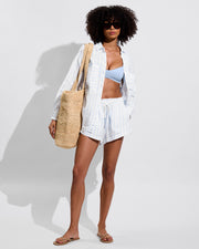 La Plage Top - Blue Skies + Getaway Button Down + Getaway Short - Daybreak Stripe: Blue Skies / Coconut (Size S)