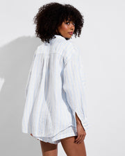 La Plage Top - Blue Skies + Getaway Button Down + Getaway Short - Daybreak Stripe: Blue Skies / Coconut (Size S)
