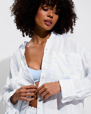 La Plage Top - Blue Skies + Getaway Button Down - Daybreak Stripe: Blue Skies / Coconut (Size S)