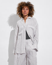 Getaway Button Down + Coastal Pant - Coconut / Stormy (Size S)