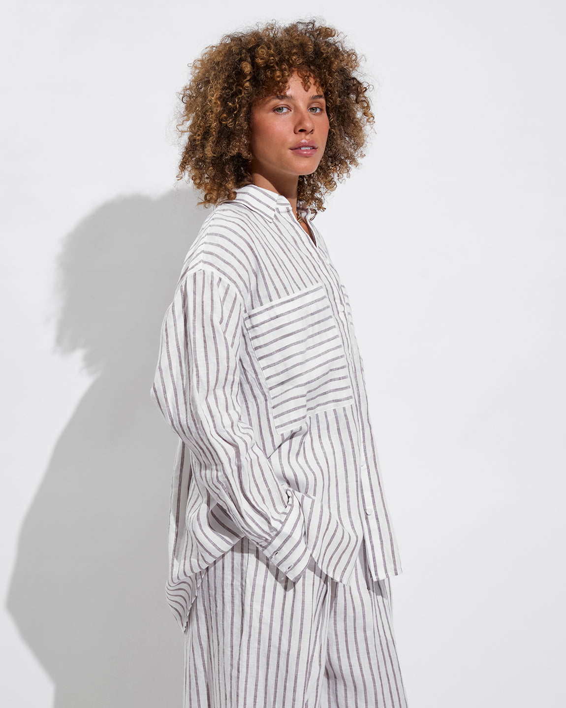 Getaway Button Down + Coastal Pant - Coconut / Stormy (Size S)