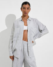 Sunday Top - Coconut + Getaway Button Down + Coastal Pant - Varsity/Coconut (Size S)