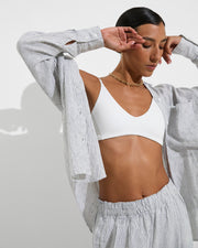 Sunday Top - Coconut + Getaway Button Down + Coastal Pant - Varsity/Coconut (Size S)