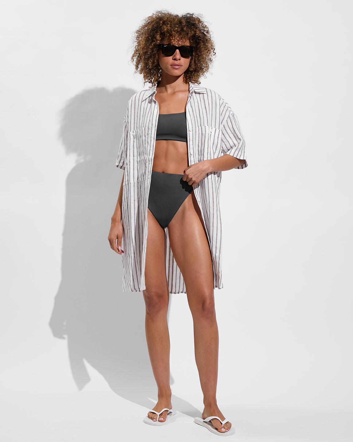 Getaway Mini Dress - Classic Stripe: Stormy / Coconut (Size S/M)