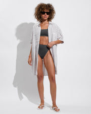 Getaway Mini Dress - Classic Stripe: Stormy / Coconut (Size S/M)