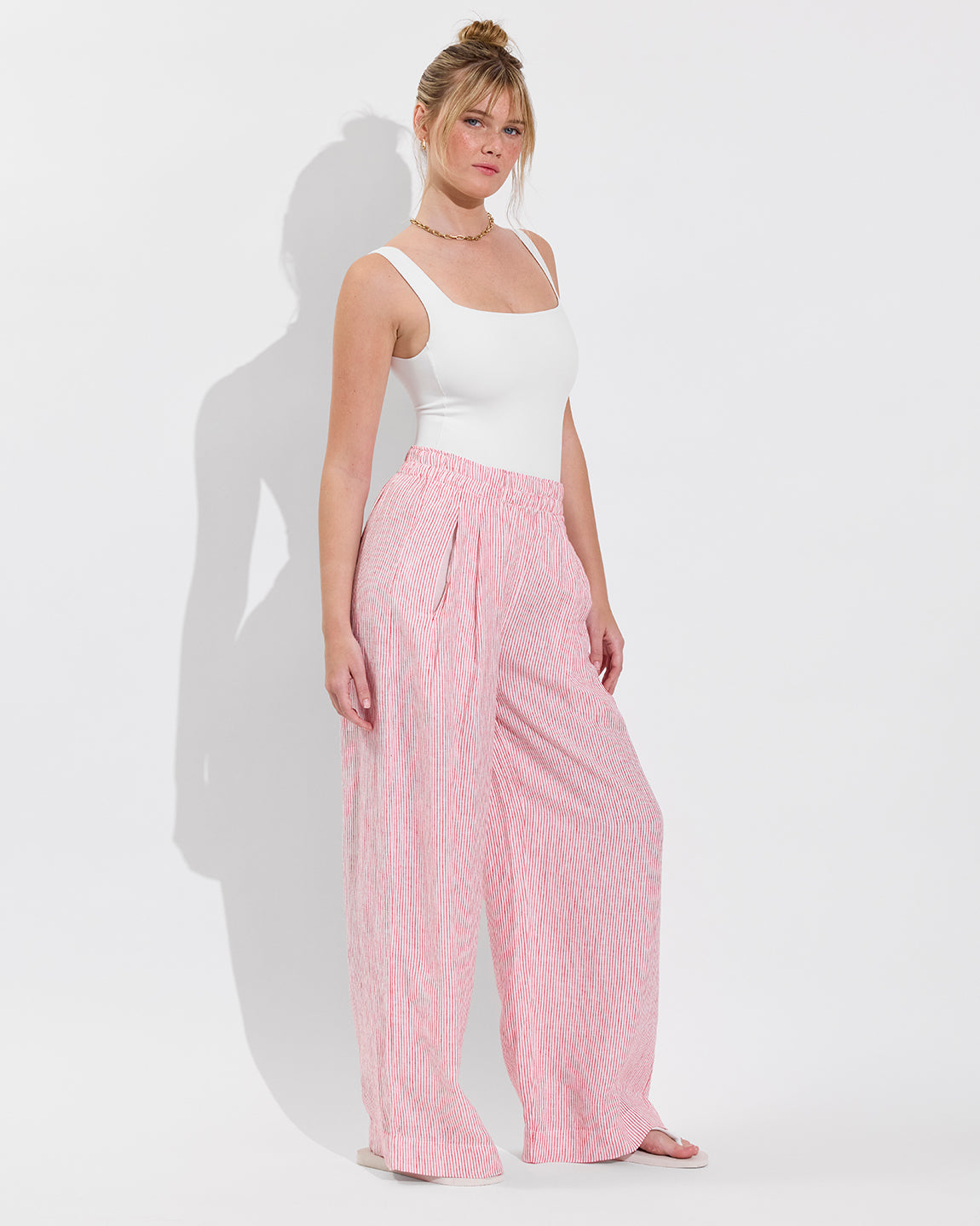 Streamline Suit - Coconut + Coastal Pant - Coastal Stripe: Sweet Chili Heat / Coconut (Size S)