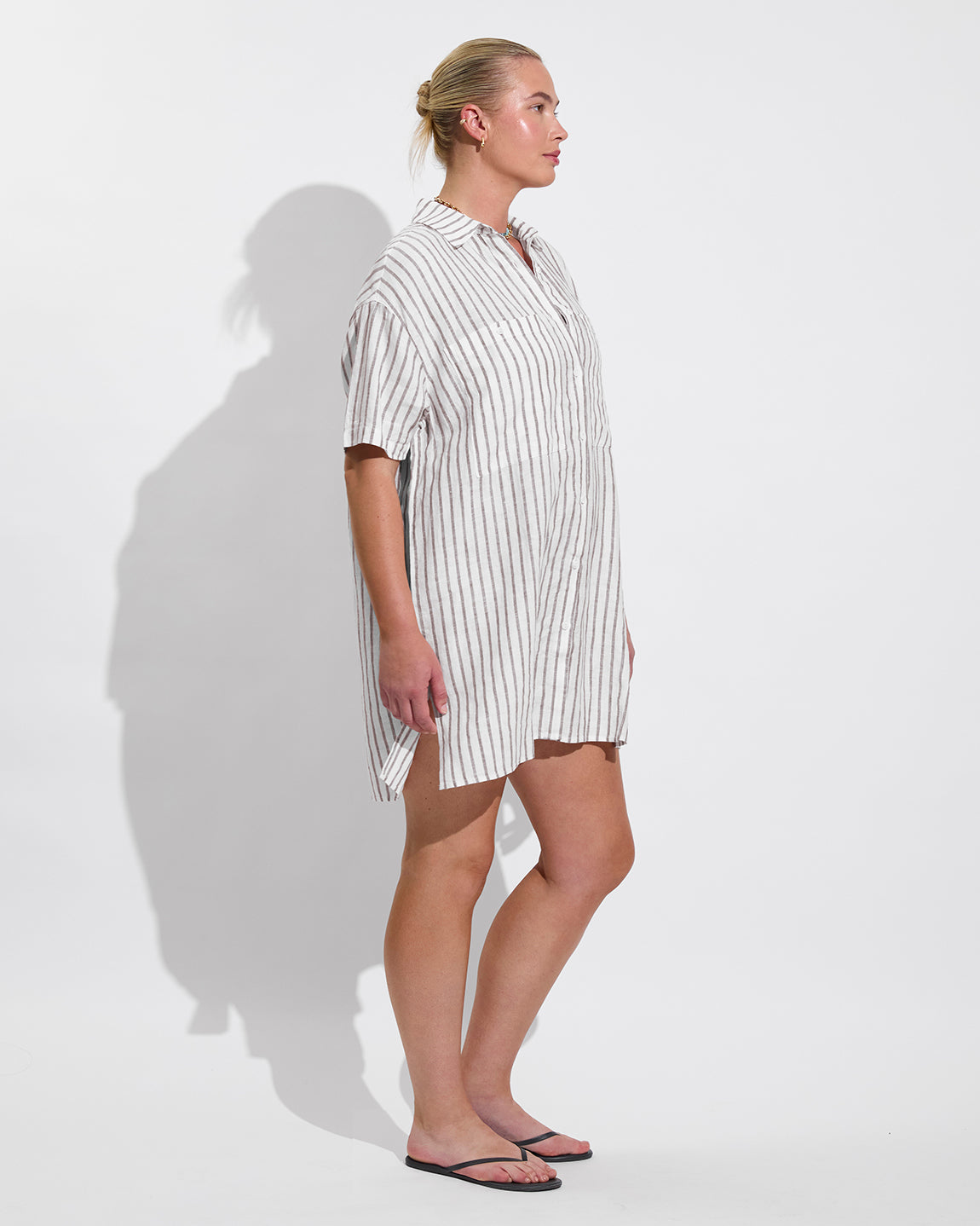 Getaway Mini Dress - Classic Stripe: Stormy / Coconut (Size L/XL)