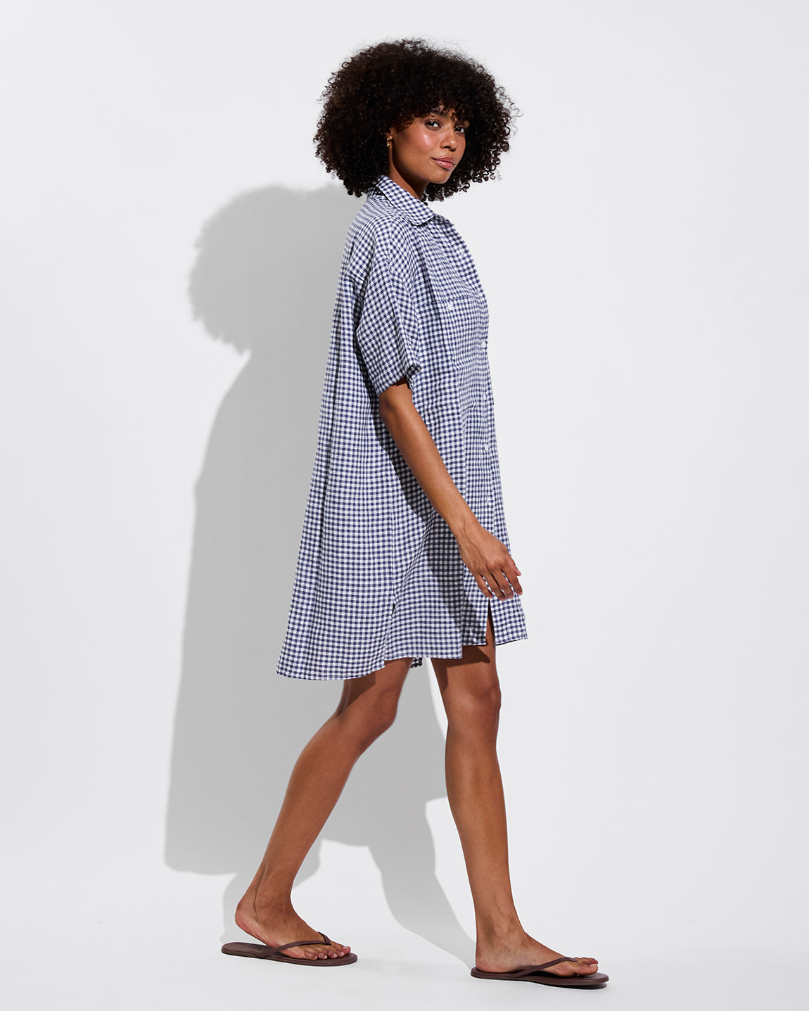 Getaway Shirt Dress - Gingham: Varsity / Coconut (Size S)