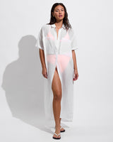 Getaway Shirt Dress *Sheer Stripe - Coconut