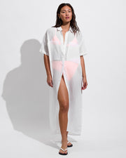 Getaway Shirt Dress *Sheer Stripe - Coconut (Size S/M)