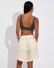 Sunday Top D+ (32DD, Size S) - Eclipse + Getaway Short 9" - Bungalow Stripe: Melt / Coconut (Size S)