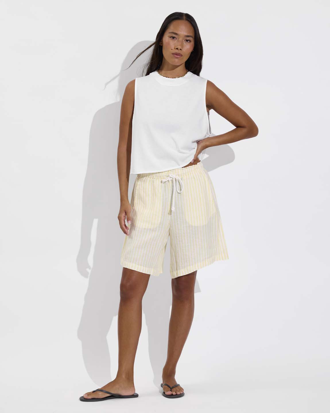 Swell Tank - Coconut + Getaway Short 9" - Bungalow Stripe: Melt / Coconut (Size S)