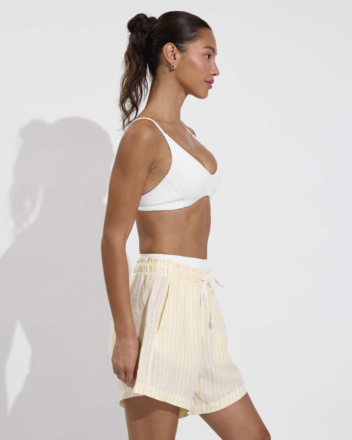 Sunday Top - Coconut + Getaway Short 5" - Bungalow Stripe: Melt / Coconut (Size S)