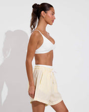 Sunday Top - Coconut + Getaway Short 5" - Bungalow Stripe: Melt / Coconut (Size S)