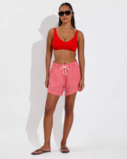 Sunday Top D+ - Sweet Chili Heat (32DD, Size S) + Getaway Short 5" - Gingham: Sweet Chili Heat / Coconut (Size S)