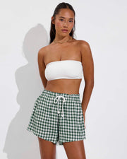 Tubular Top - Coconut (Size S) + Getaway Short 5" - Gingham: Tropics / Coconut (Size S)