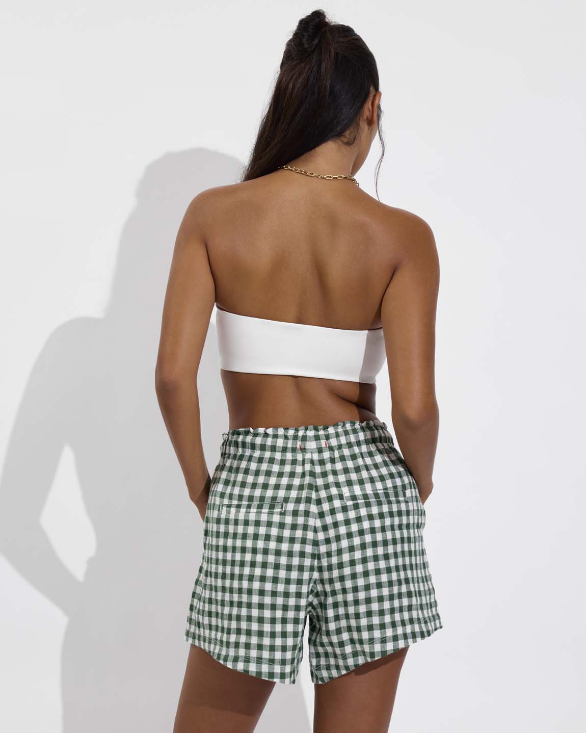 Tubular Top - Coconut (Size S) + Getaway Short 5" - Gingham: Tropics / Coconut (Size S)