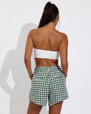 Tubular Top - Coconut (Size S) + Getaway Short 5" - Gingham: Tropics / Coconut (Size S)